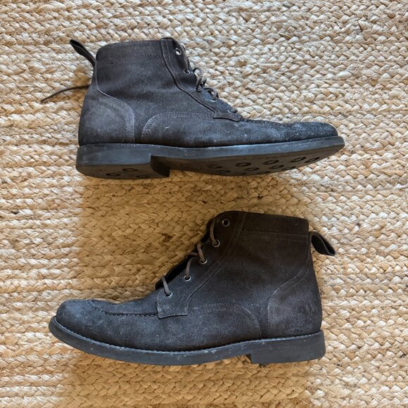 To Boot New York Adam Derrick Men’s Sz 8 Suede Leather Boots Charcoal Brown - Picture 5 of 11